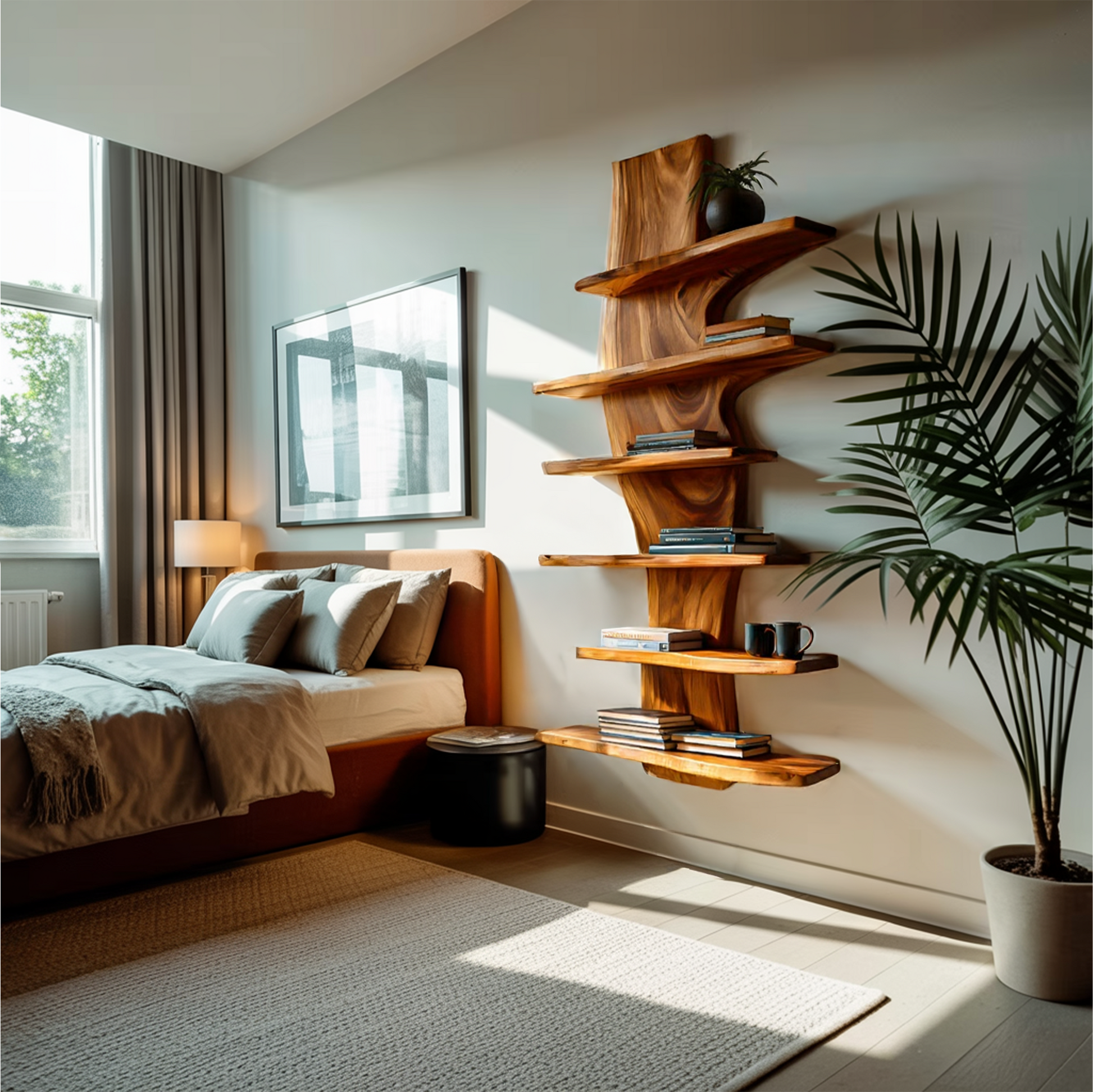 Modern Wooden Floating Bookshelf For Living Room Decor Kitchnce