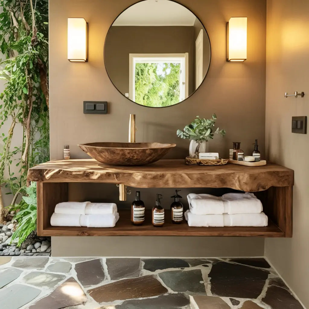 Rustic Solid Wood Vanity For Cozy Bathroom Furniture Decor Kitchnce
