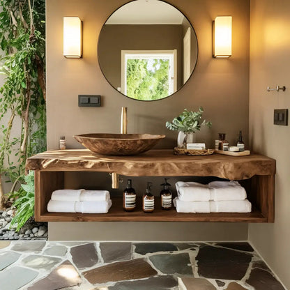 Rustic Solid Wood Vanity For Cozy Bathroom Furniture Decor Kitchnce