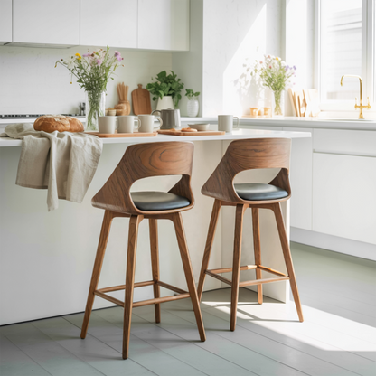 Mid Century Modern Bar Stool with Backrest For Kitchen Home Bar Kitchnce
