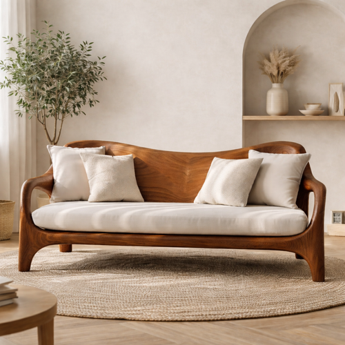 Luxury Solid Wood Sofa Curved Modern Design