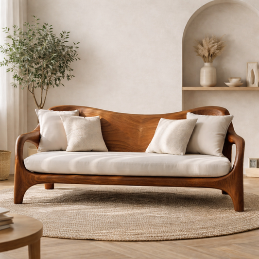 Luxury Solid Wood Sofa Curved Modern Design