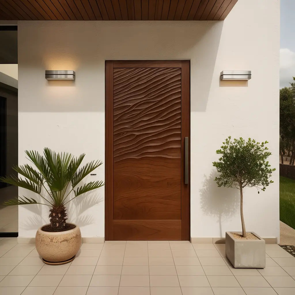 Modern Wave Pattern Front Door Design For Entryway Kitchnce