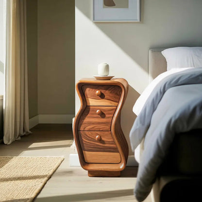 Wavy Sculpted Nightstand With Drawers For Bedroom And Contemporary Interior Kitchnce