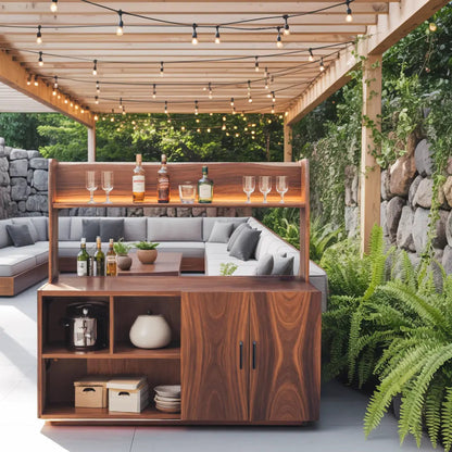 Contemporary Outdoor Bar Table With Hidden Storage For Garden Or Poolside Kitchnce