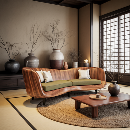 Curved Wooden Sofa For Modern Organic Living Room Kitchnce