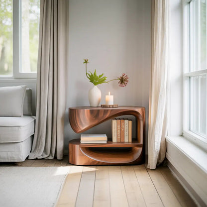 Modern Curved Nightstand With Open Shelf For Minimalist Rooms Kitchnce