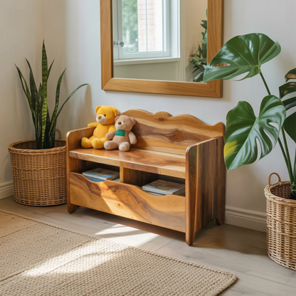 Montessori Bench With Book Storage For Kids Room Entryway And Playroom Kitchnce
