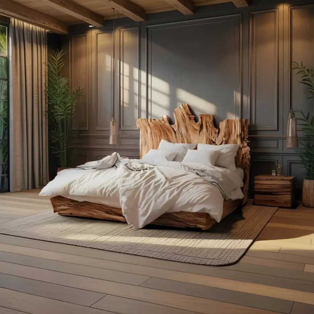 Rustic Live Edge Headboard For King Or Queen Bed Kitchnce