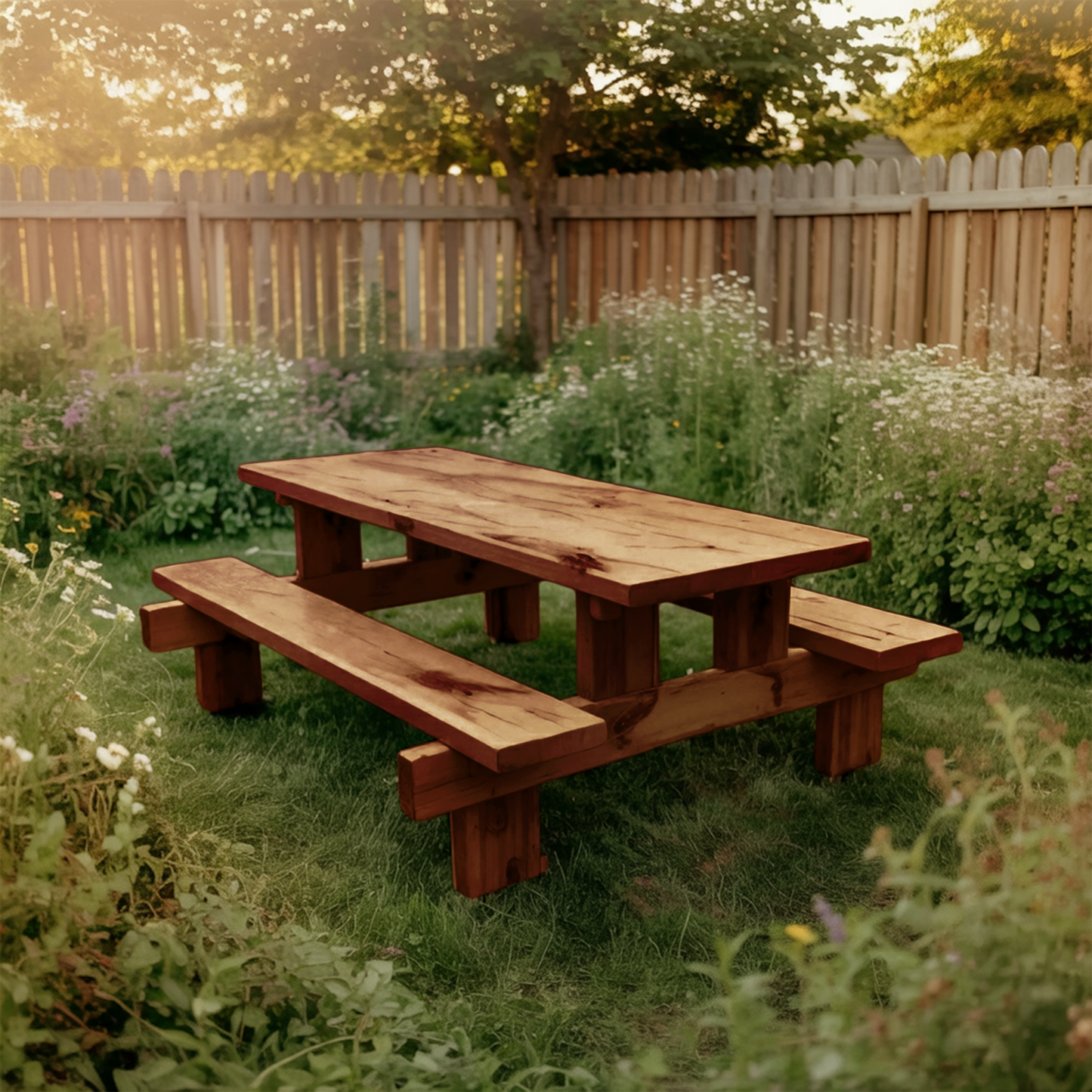 Minimalist Outdoor Picnic Table With Benches For Garden Or Cabin Kitchnce