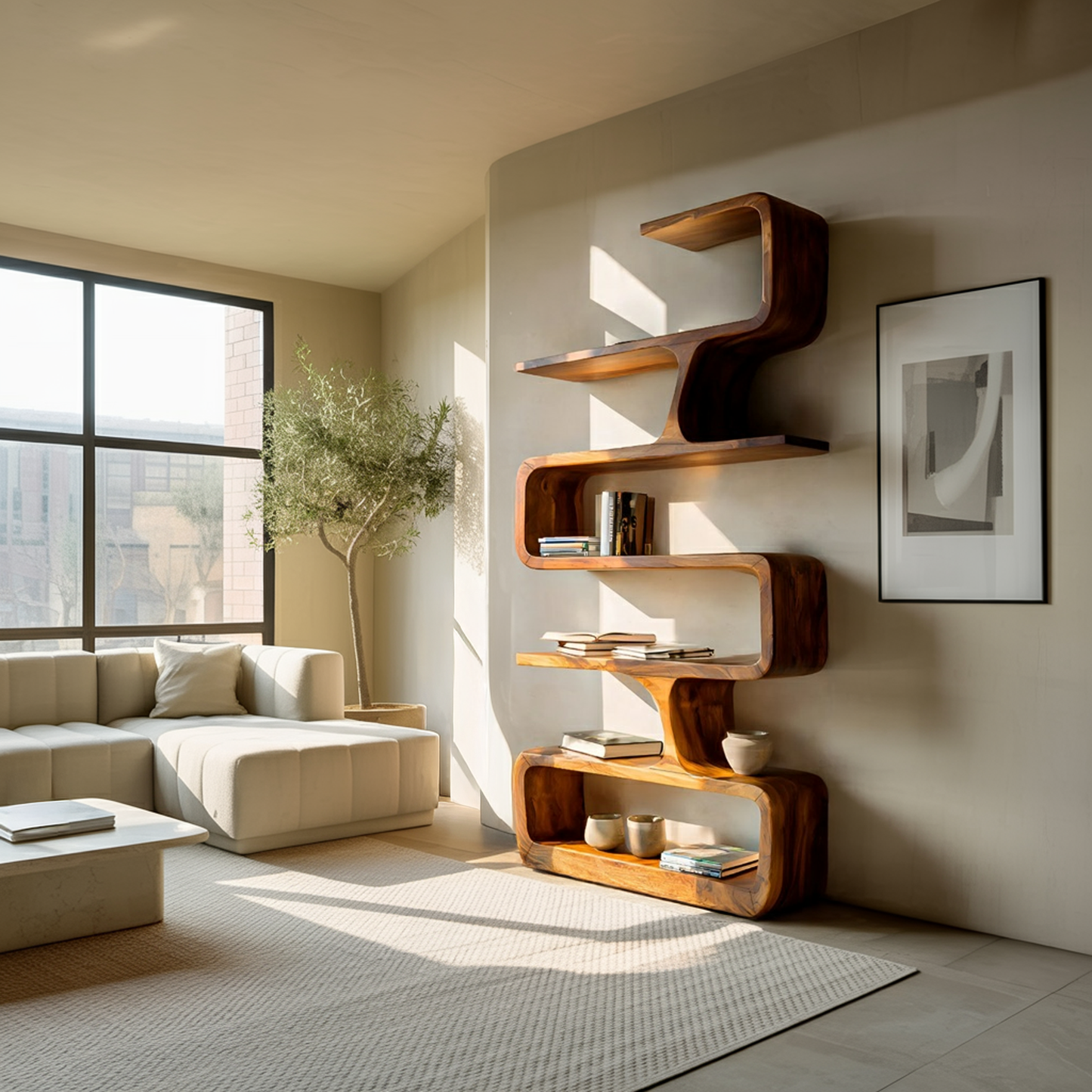 Contemporary Handmade Wooden Bookshelf For Home Styling Kitchnce