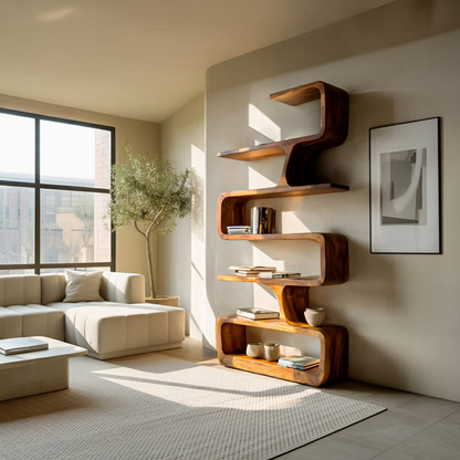 Contemporary Handmade Wooden Bookshelf For Home Styling Kitchnce