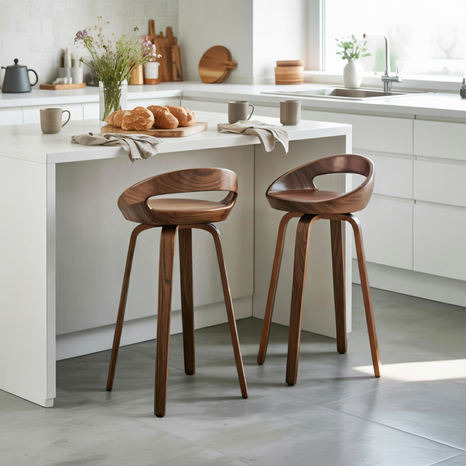 Modern Curved Bar Stools For Kitchen Island Counter Dining Kitchnce