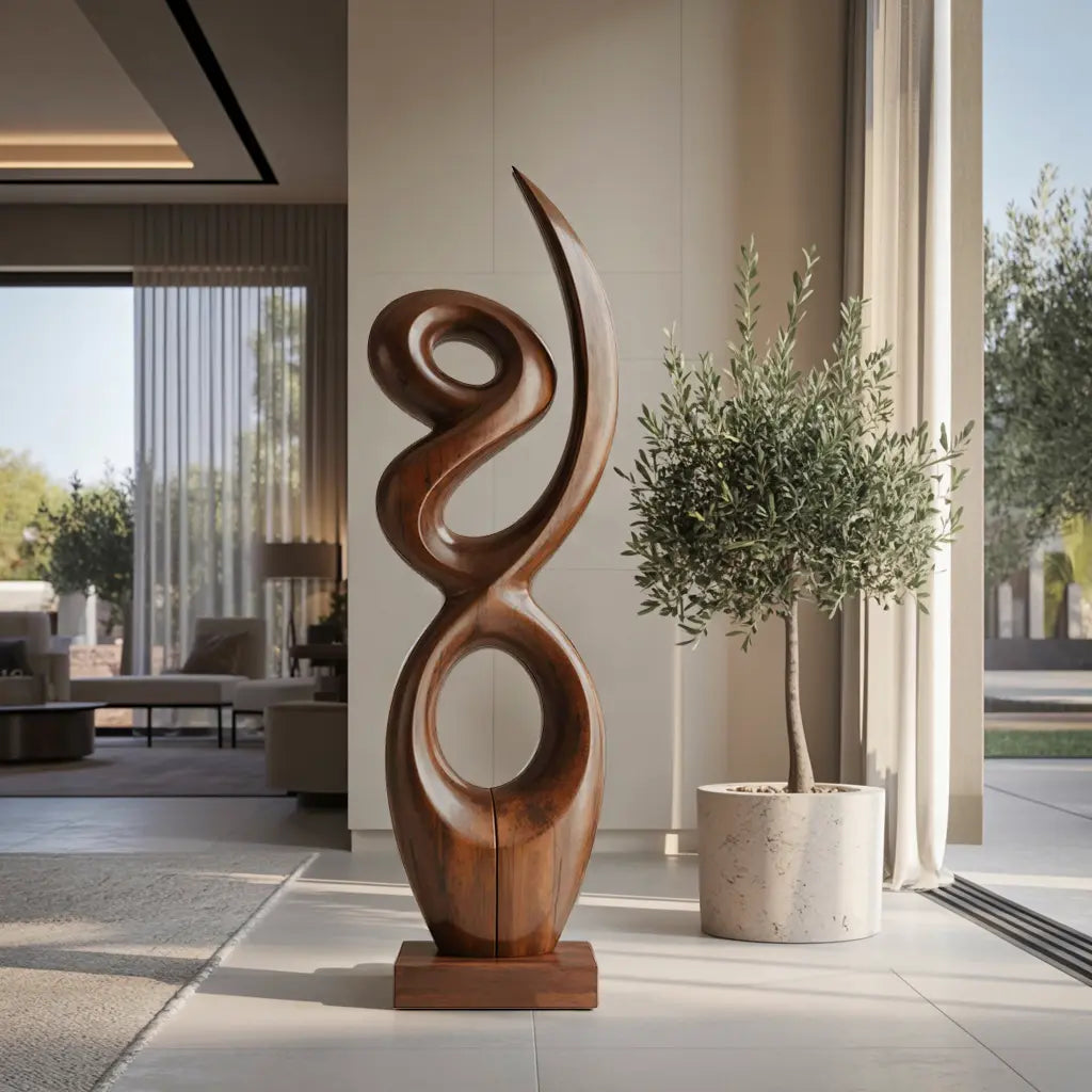 Handcrafted Wooden Abstract Sculpture For Living Room Kitchnce