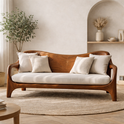 Luxury Solid Wood Sofa Curved Modern Design