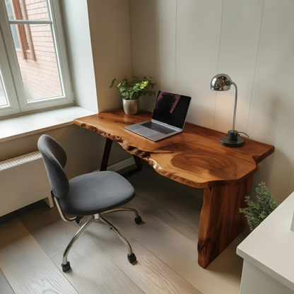 Rustic Office Desk With Live Edge Design For Home Workspace Kitchnce