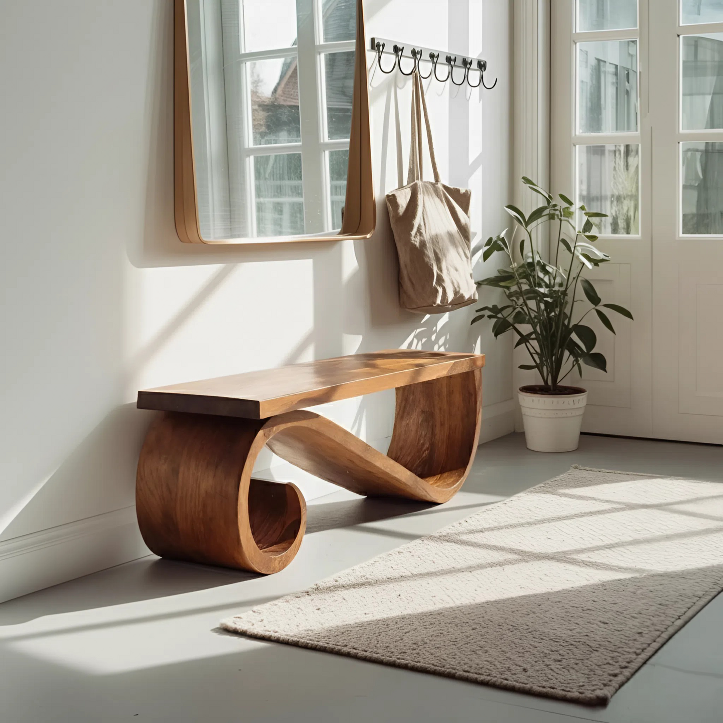 Organic Sculptural Bench For Entryway Or Living Room Kitchnce