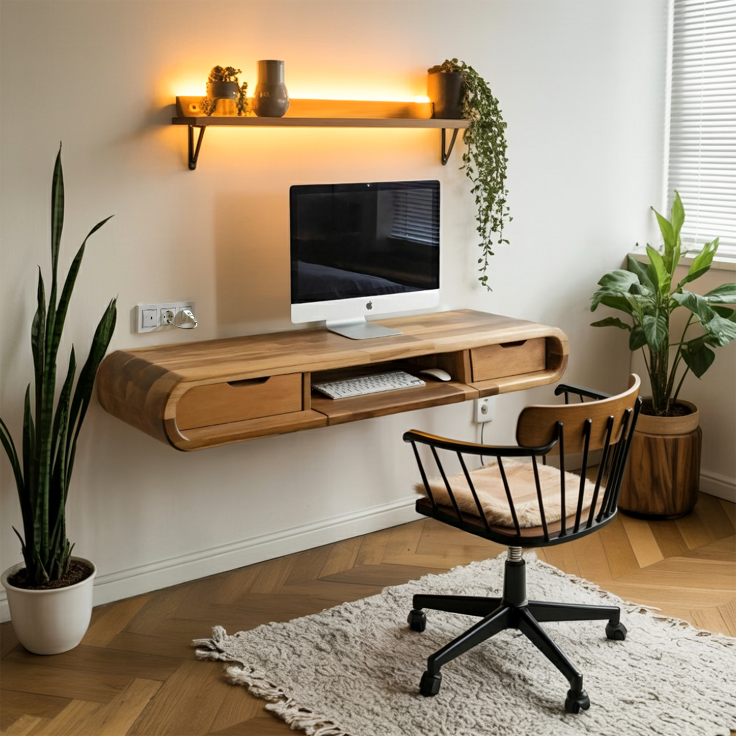 Modern Floating Wall Mounted Desk With Drawers For Bedroom And Office Kitchnce