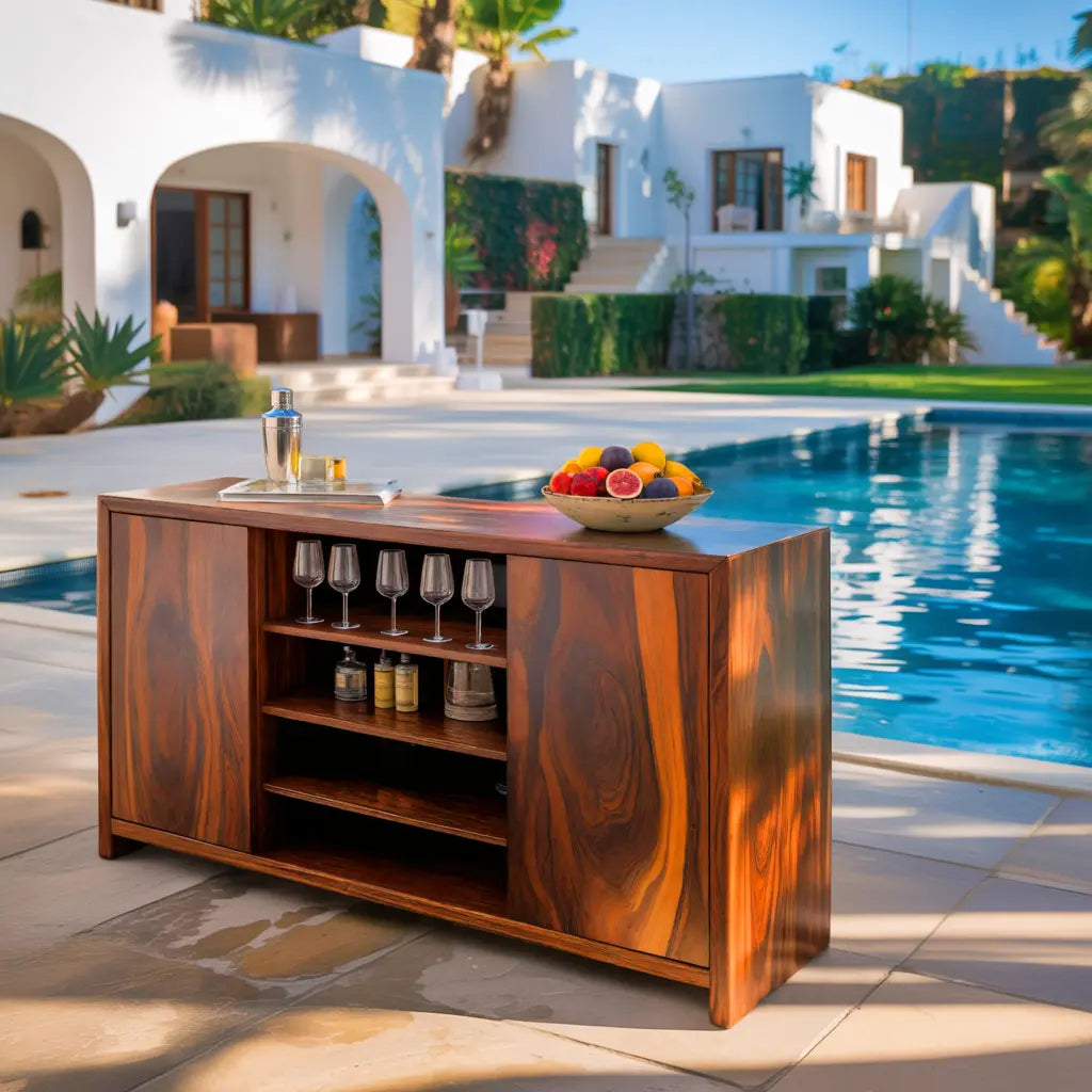 Modern Outdoor Bar Cabinet With Wine Storage For Patio Kitchnce
