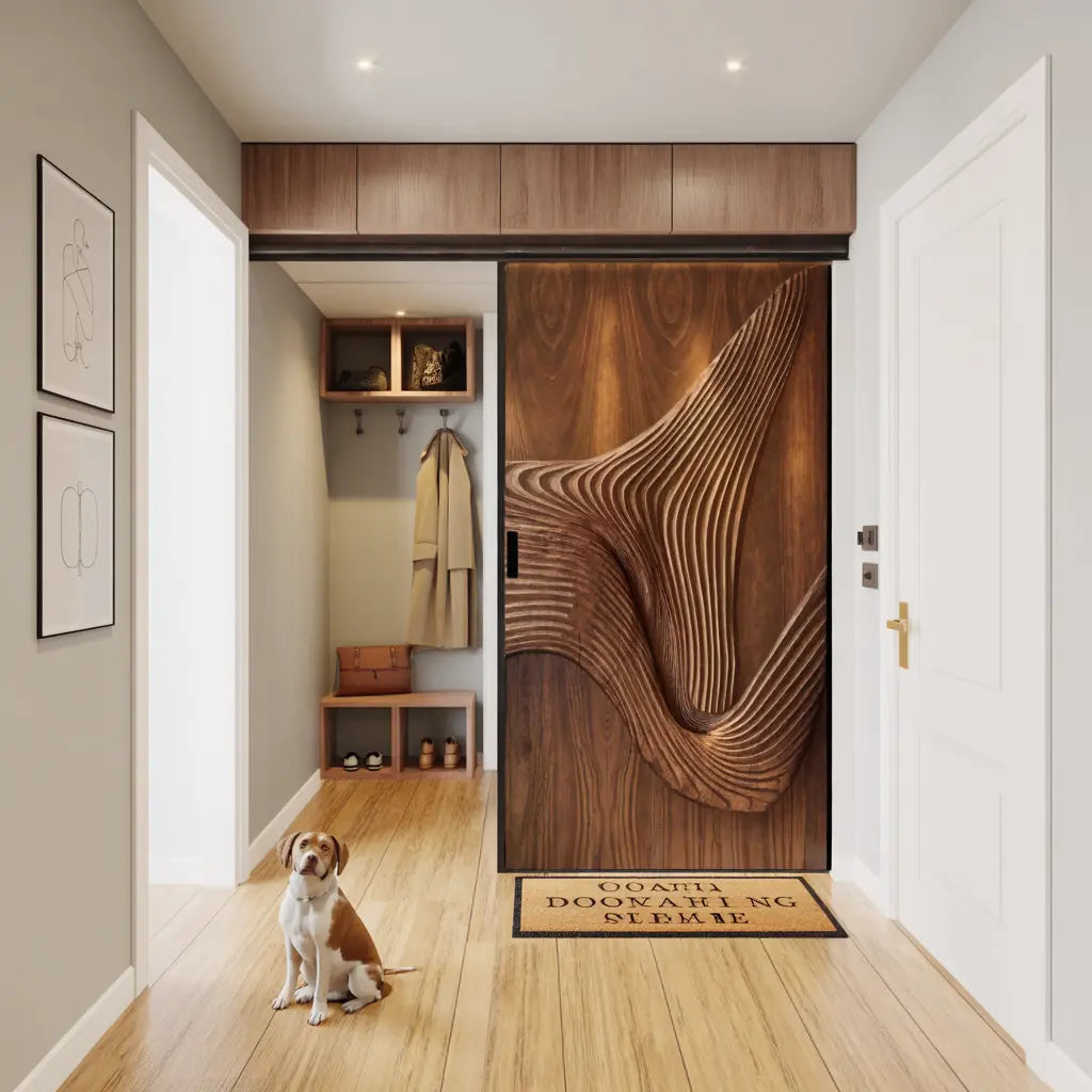 Modern Carved Sliding Door For Bathroom And Entrance Kitchnce