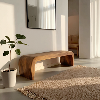 Contemporary Bench With Curved Design For Entryway Kitchnce