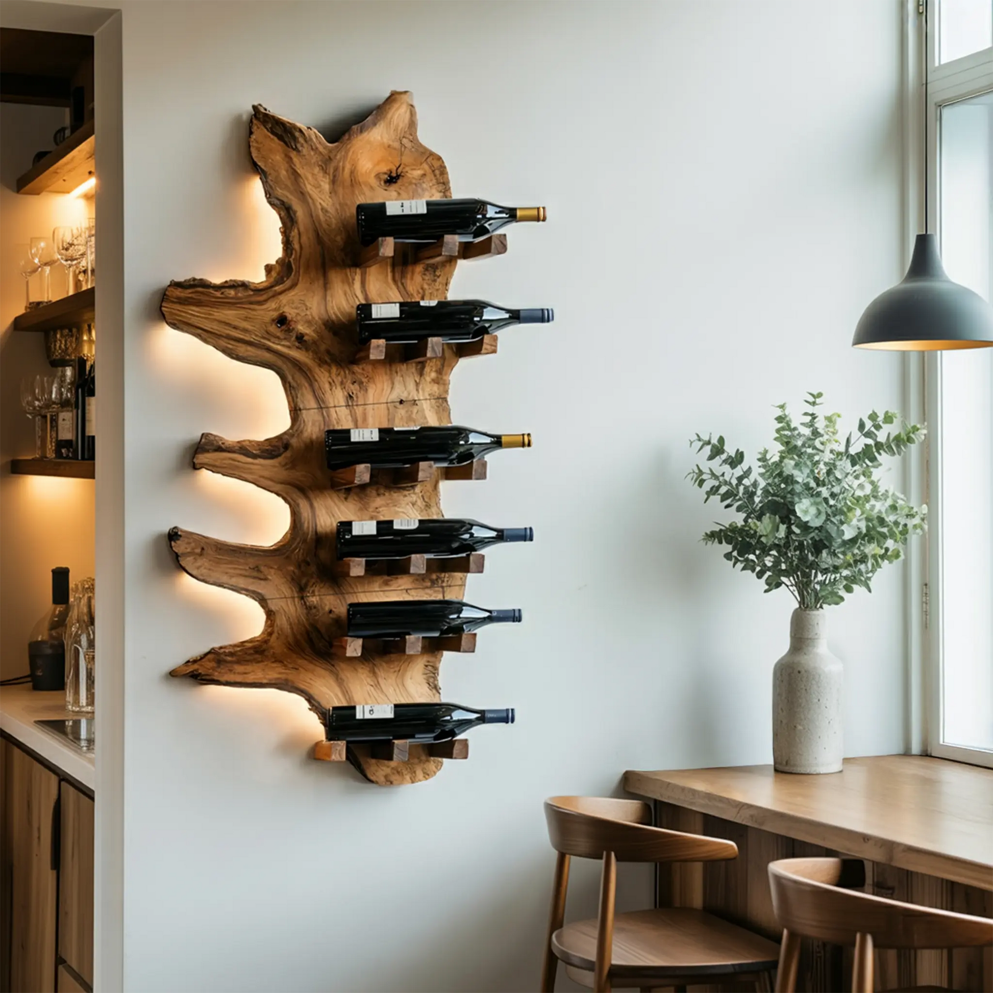 Modern Live Edge Wine Rack For Furniture Decor And Wine Shelf Kitchnce