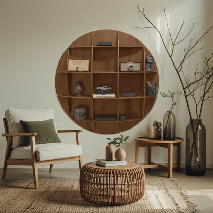 Modern Round Wall Mounted Shelf With Compartments For Living Room Office And Entryway Kitchnce