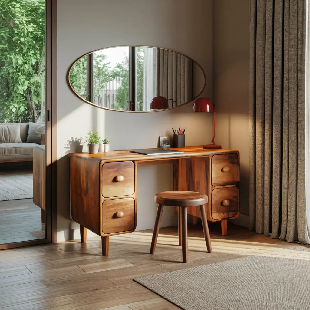 Modern Rounded Corner Desk With Drawers For Home Office Workspace Kitchnce