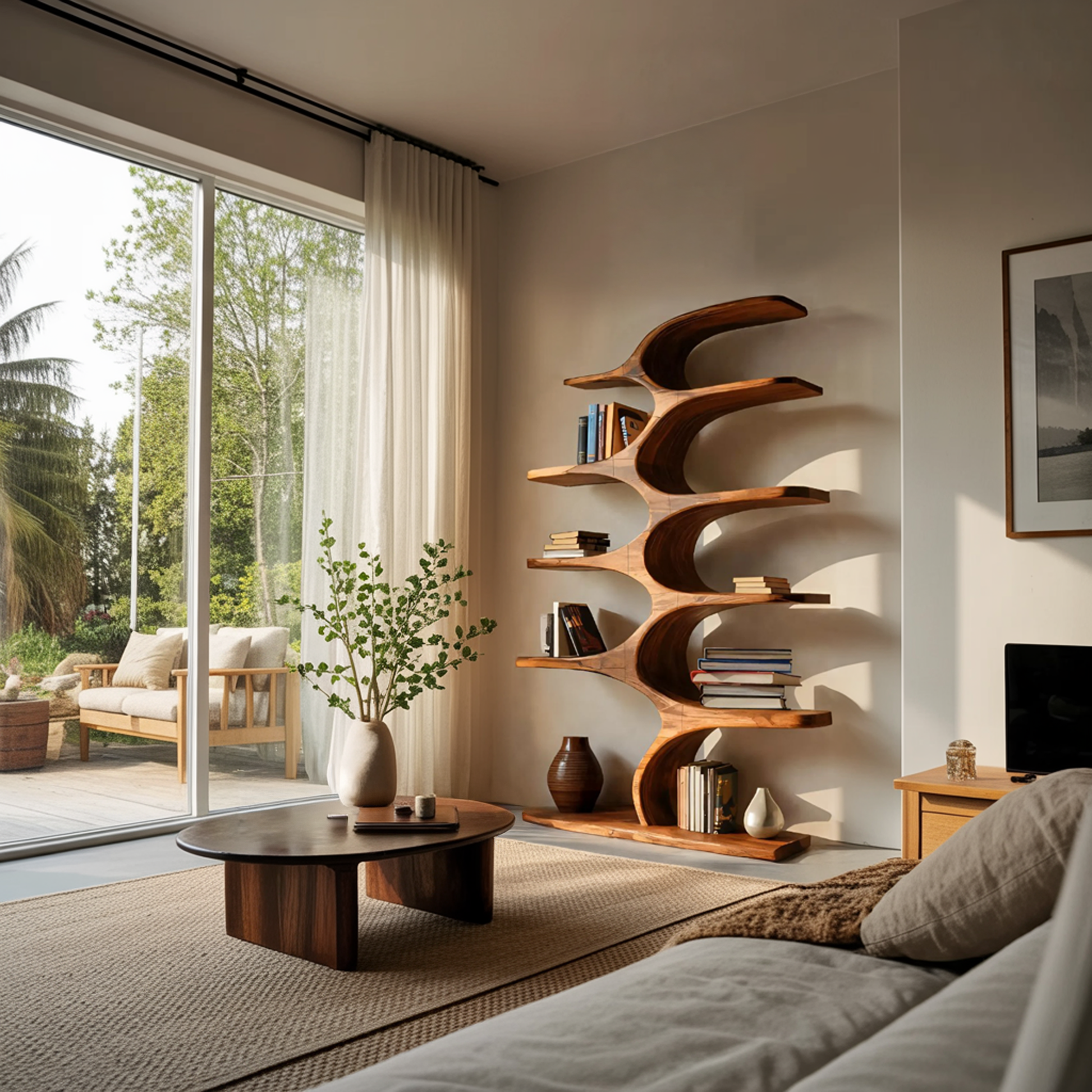 Artistic Curved Bookshelf Fluid Lines Statement For Designer Interiors Kitchnce