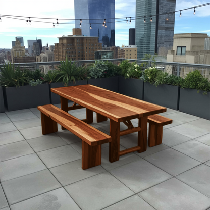 Rustic Outdoor Table With Benches For Garden Or Backyard Gatherings Kitchnce