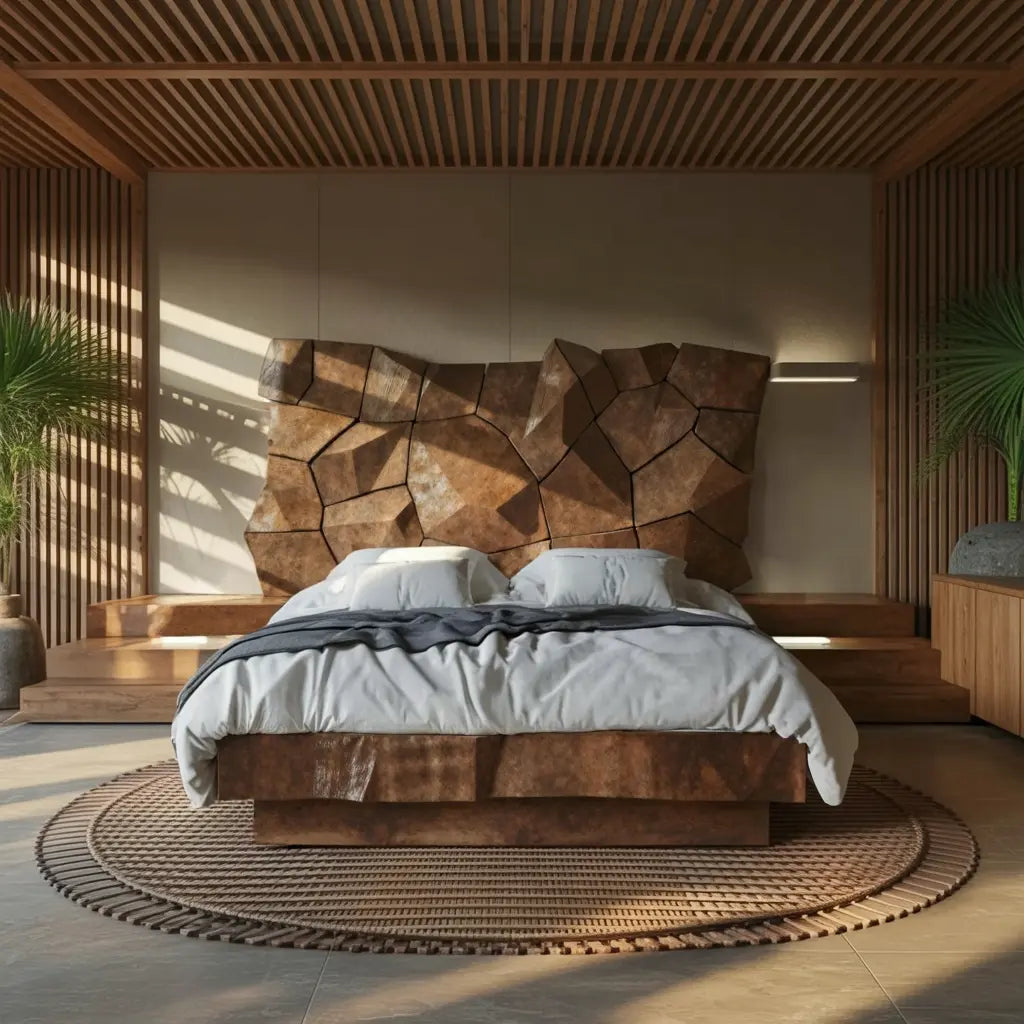 Modern Geometric Headboard Panel For King Or Queen Bed Kitchnce
