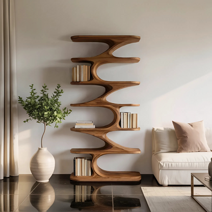 Modern Organic Curved Bookshelf For Living Room Kitchnce