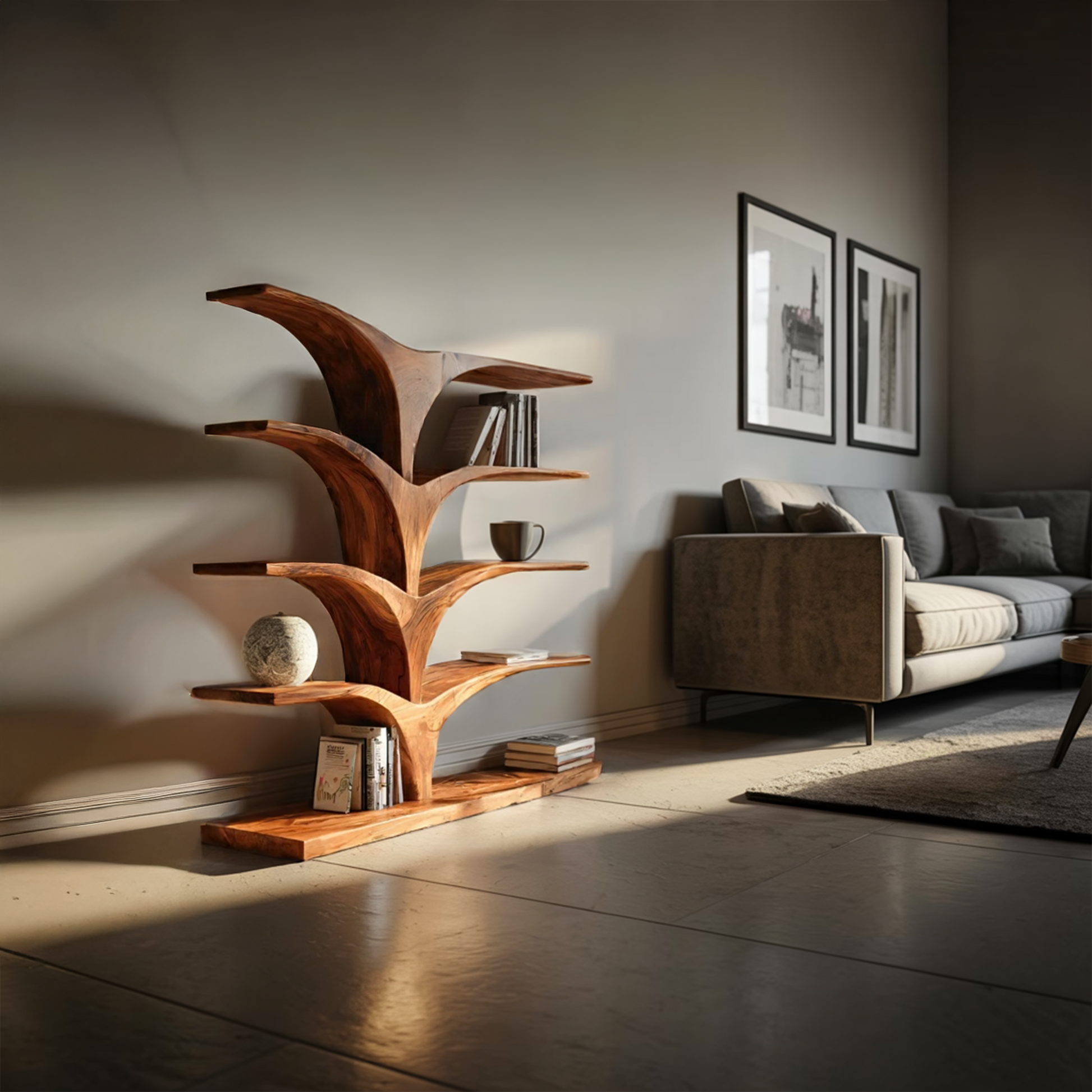 Contemporary Curved Bookshelf For Modern Interior Kitchnce