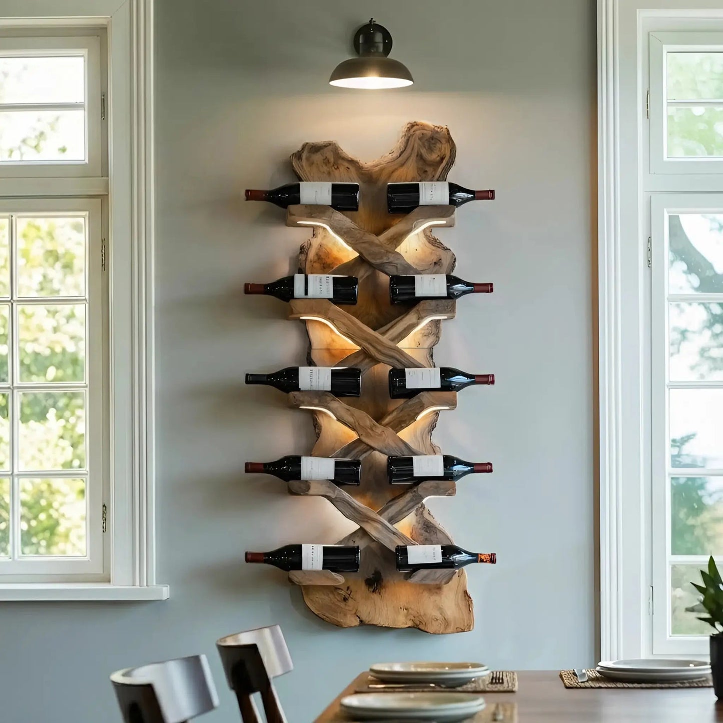 Handcrafted Solid Wood Wine Rack For Bar Decor And Storage Kitchnce