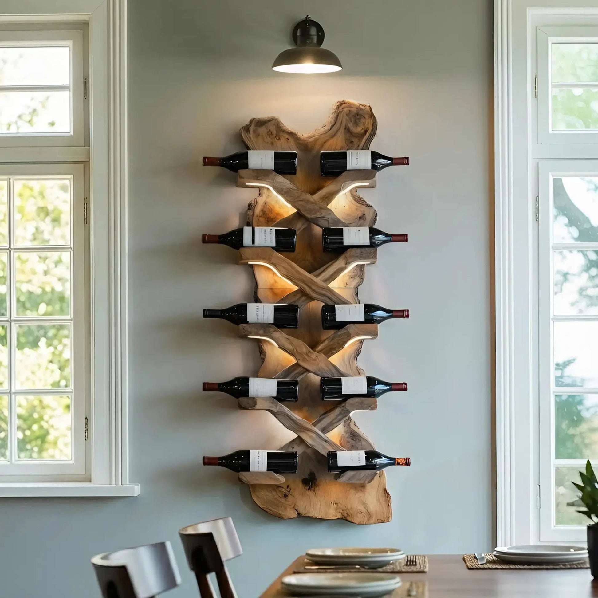 Handcrafted Solid Wood Wine Rack For Bar Decor And Storage Kitchnce