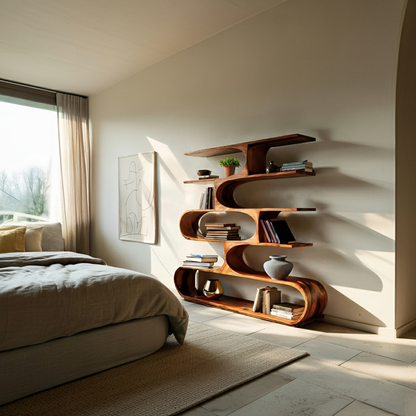 Artistic Curved Bookcase For Living Room Decor Kitchnce