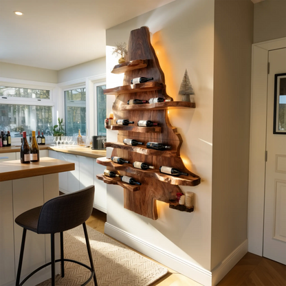 Farmhouse Live Edge Wine Holder For Living Room Wine Display Kitchnce