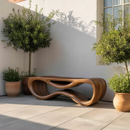 Contemporary Sculptural Outdoor Bench For Patio Or Garden Decor Kitchnce