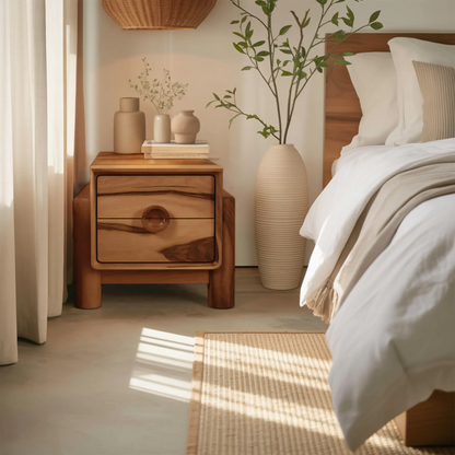 Modern Nightstand With Round Handle Bedside Table For Bedroom And Living Room Kitchnce