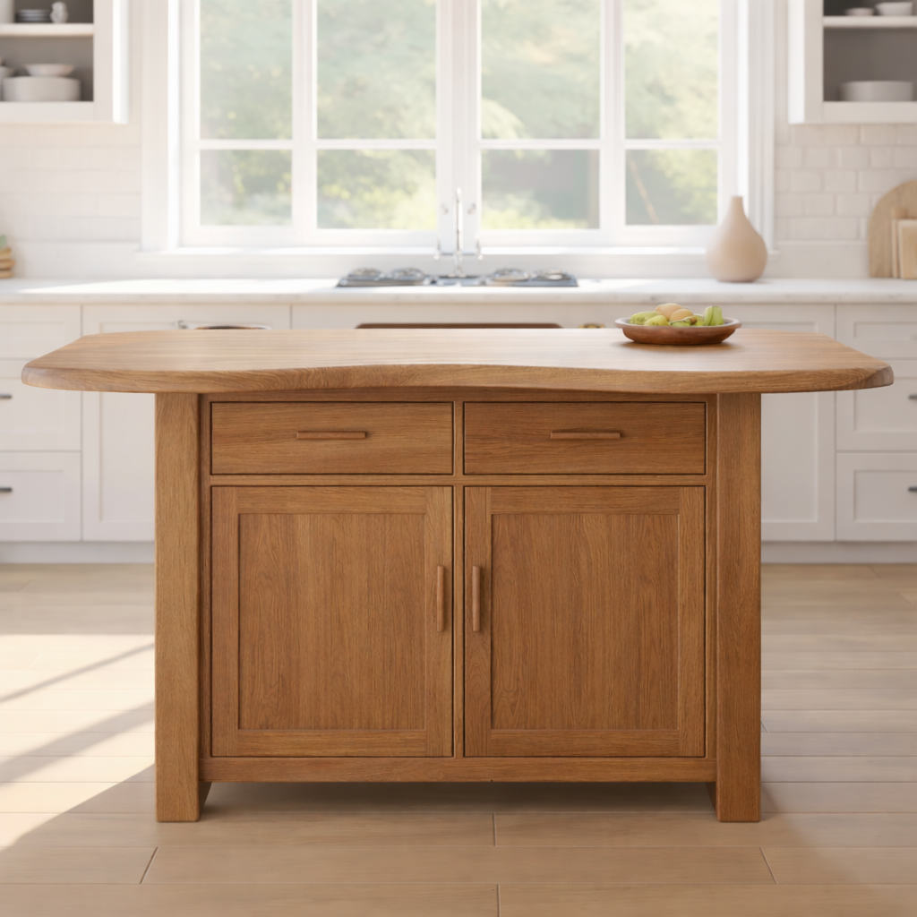 Solid Wood Kitchen Island with Storage Cabinet and Drawers, Walnut Kitchen Prep Table