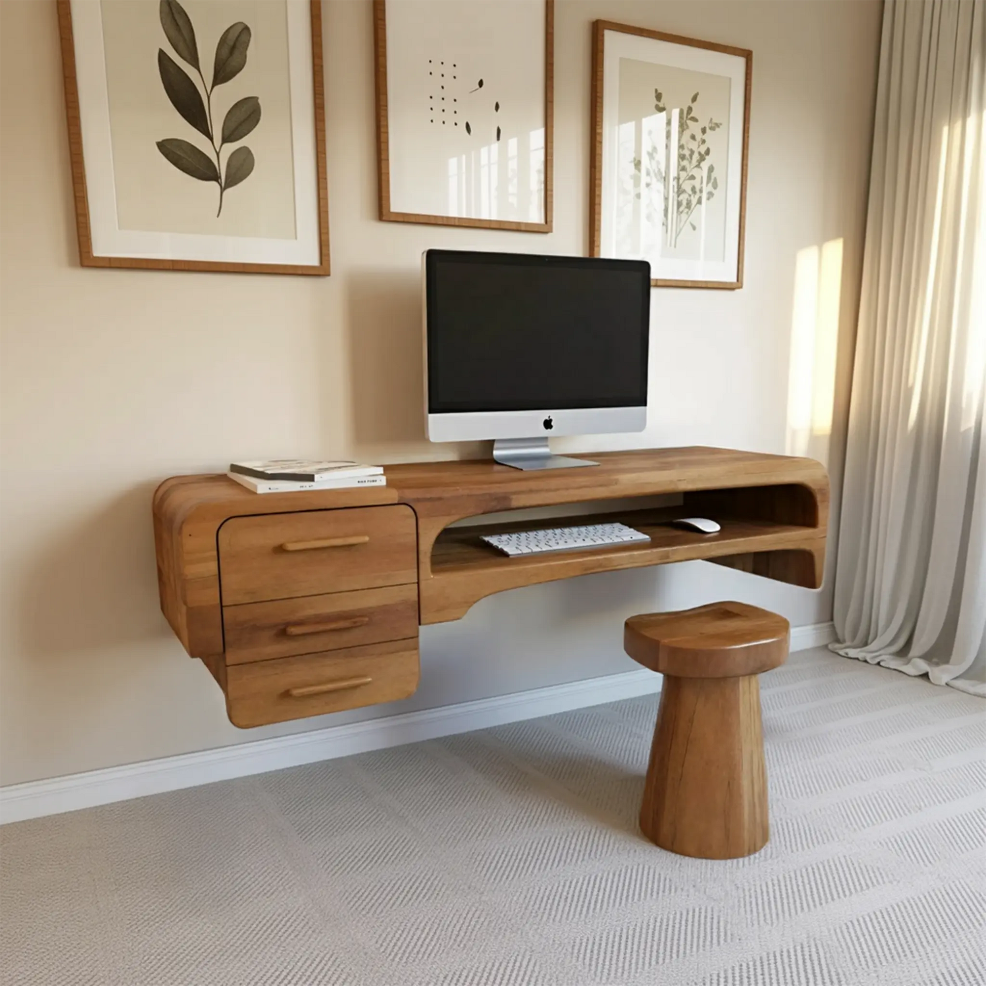 Minimalist Wall Mounted Desk With Drawers Floating Workstation For Bedroom And Office Kitchnce