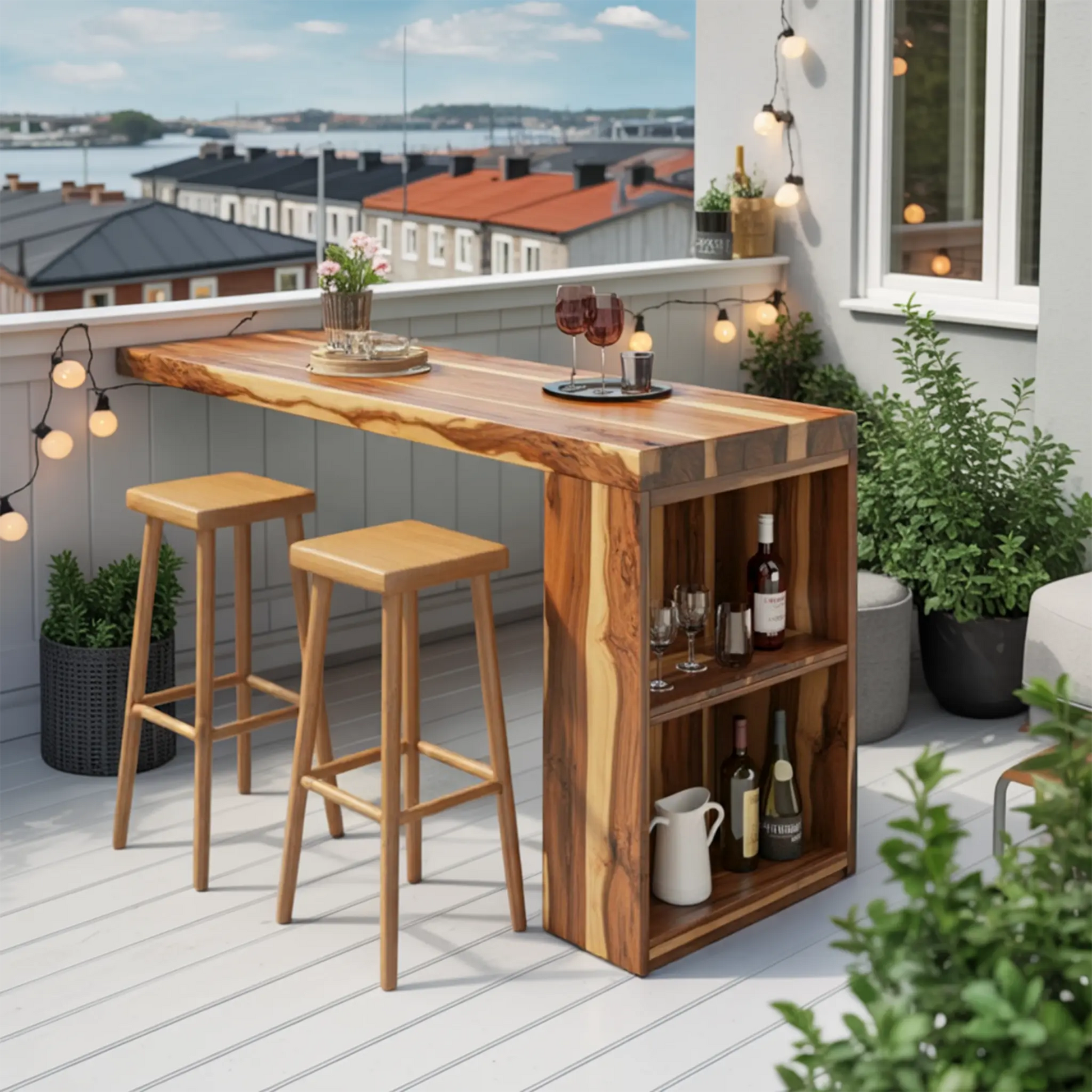 Tropical Live Edge Bar Table For Balcony Or Outdoor Patio Kitchnce