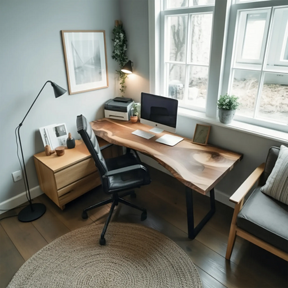 Modern Live Edge Desk For Minimalist Home Office Placement Kitchnce