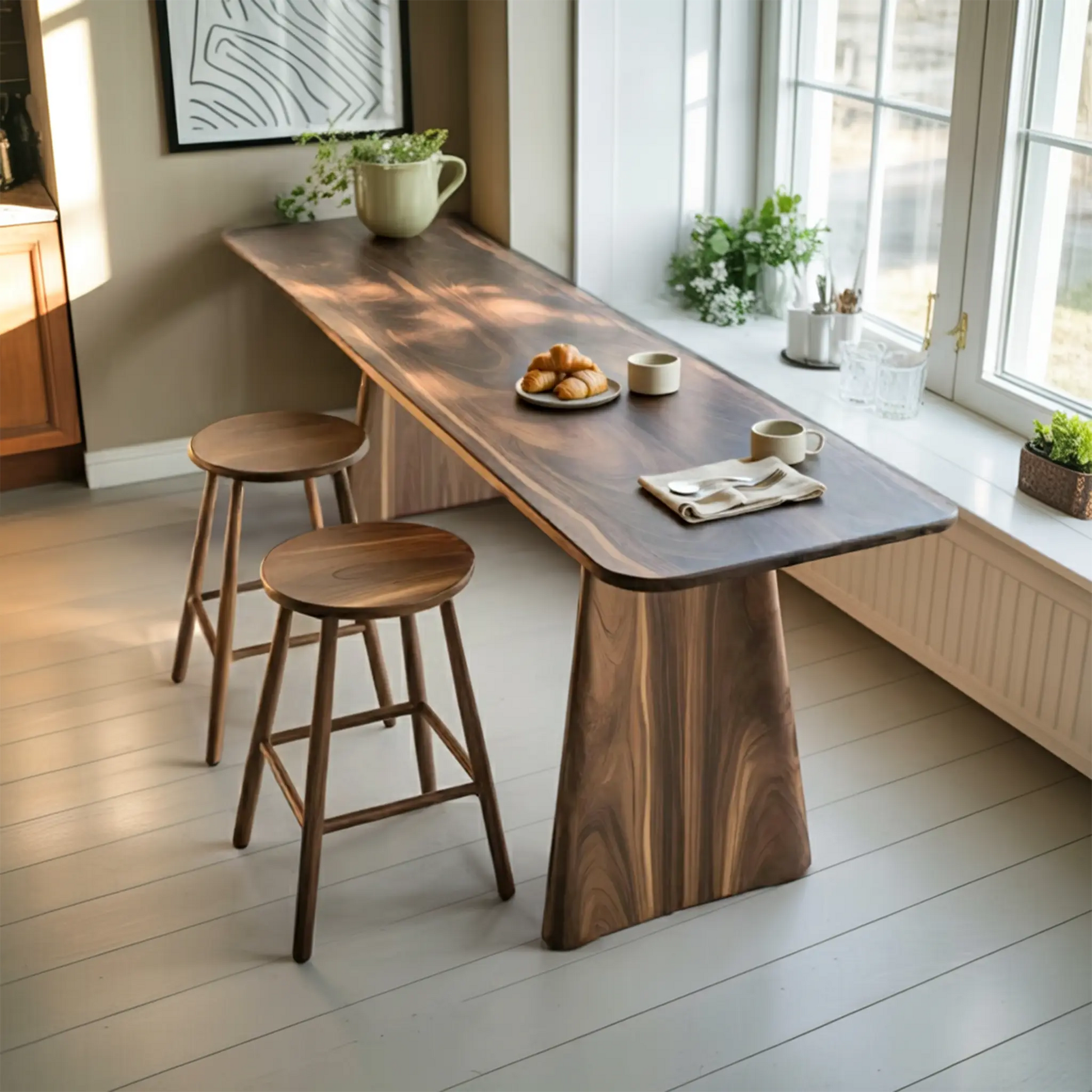 Modern Minimalist Wood Bar Table For Kitchen And Dining Kitchnce