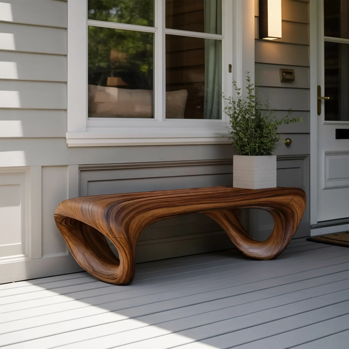 Modern Sculptural Outdoor Bench For Patio Or Garden Decor Kitchnce