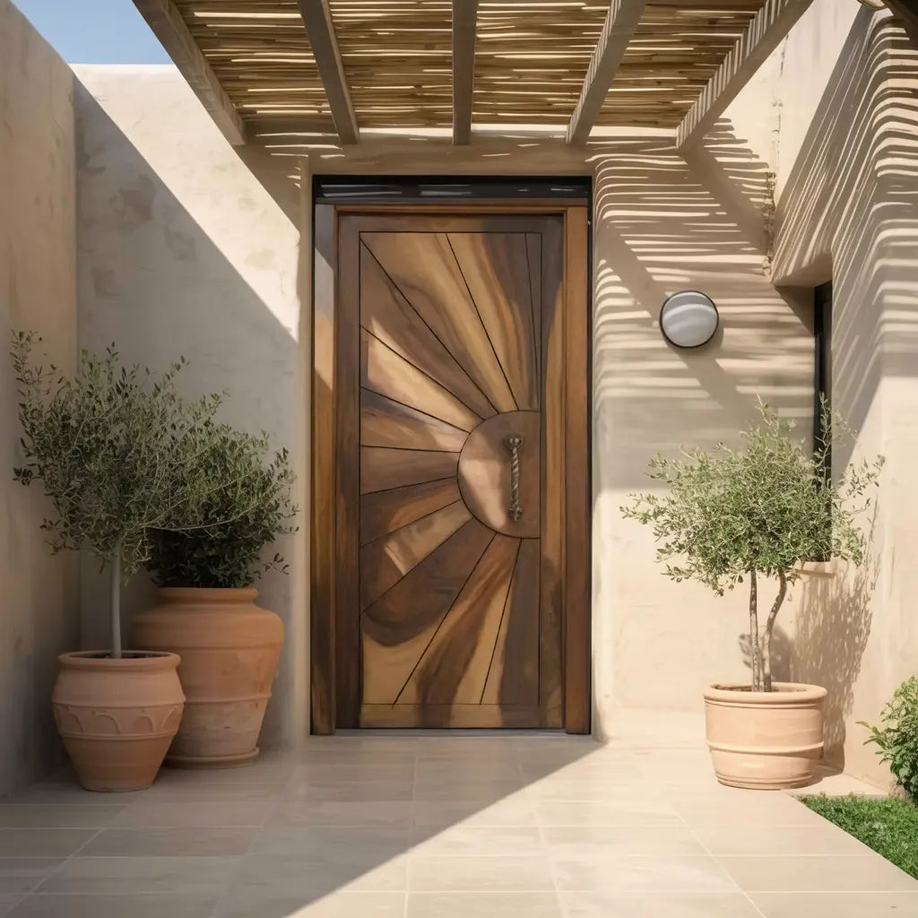 Modern Sunburst Front Door Design For Entryway Kitchnce