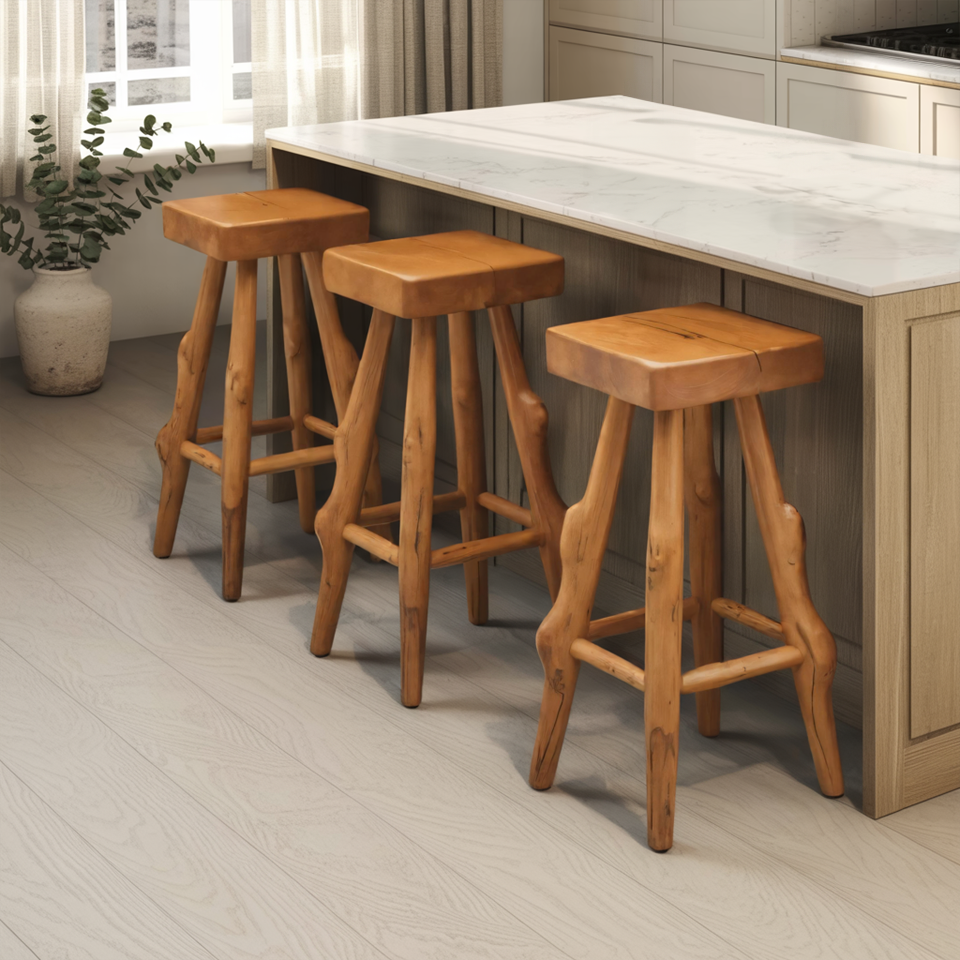 Rustic Handcrafted Bar Stools For Kitchen Or Patio Bar Kitchnce