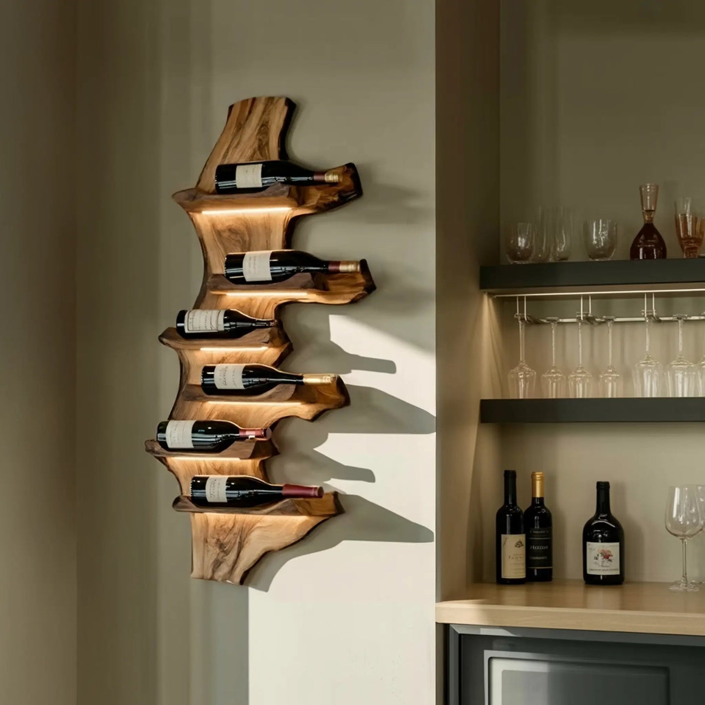 Farmhouse Live Edge Wine Holder For Entryway Furniture Decor Kitchnce