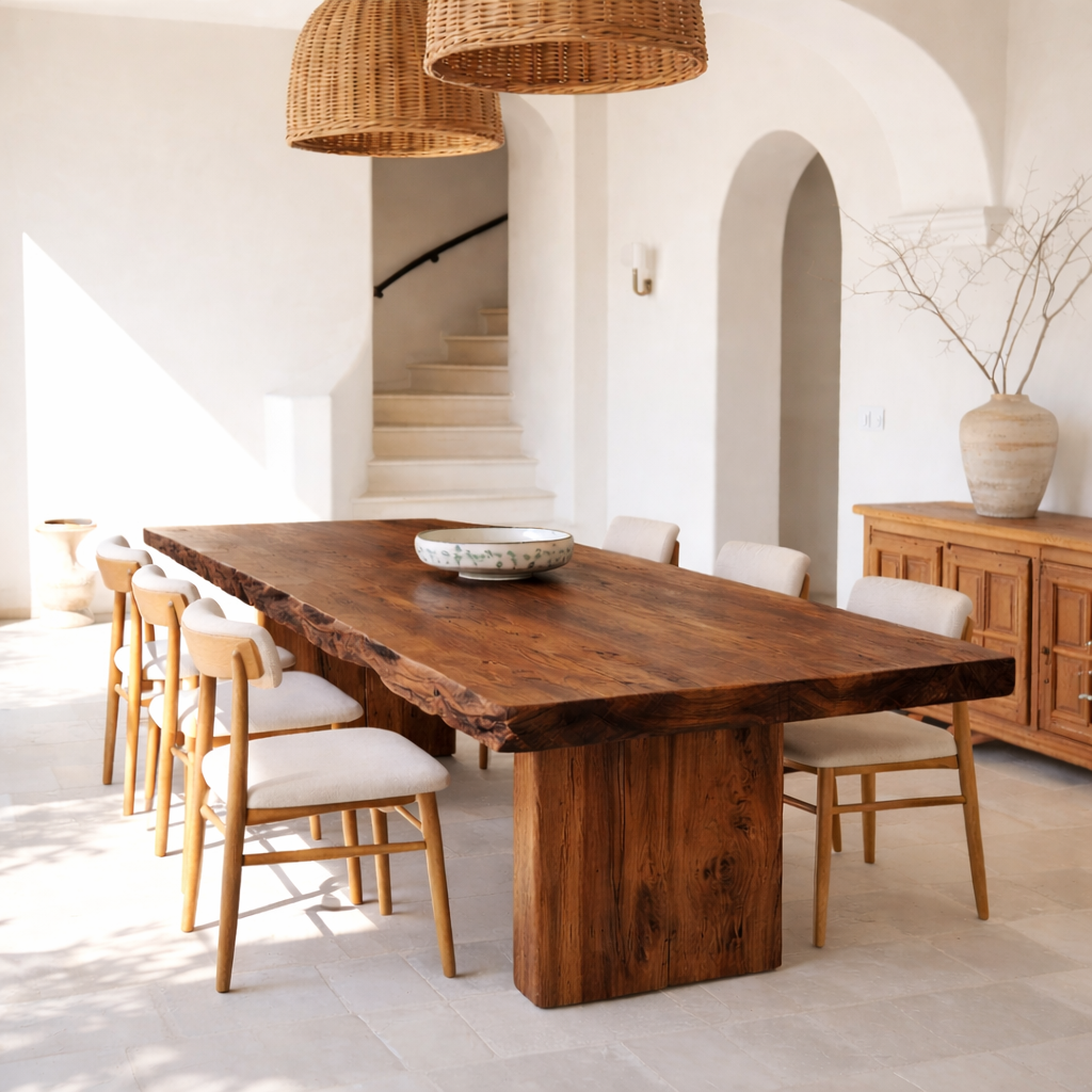 Solid Wood Live Edge Dining Table Handmade Rustic Design