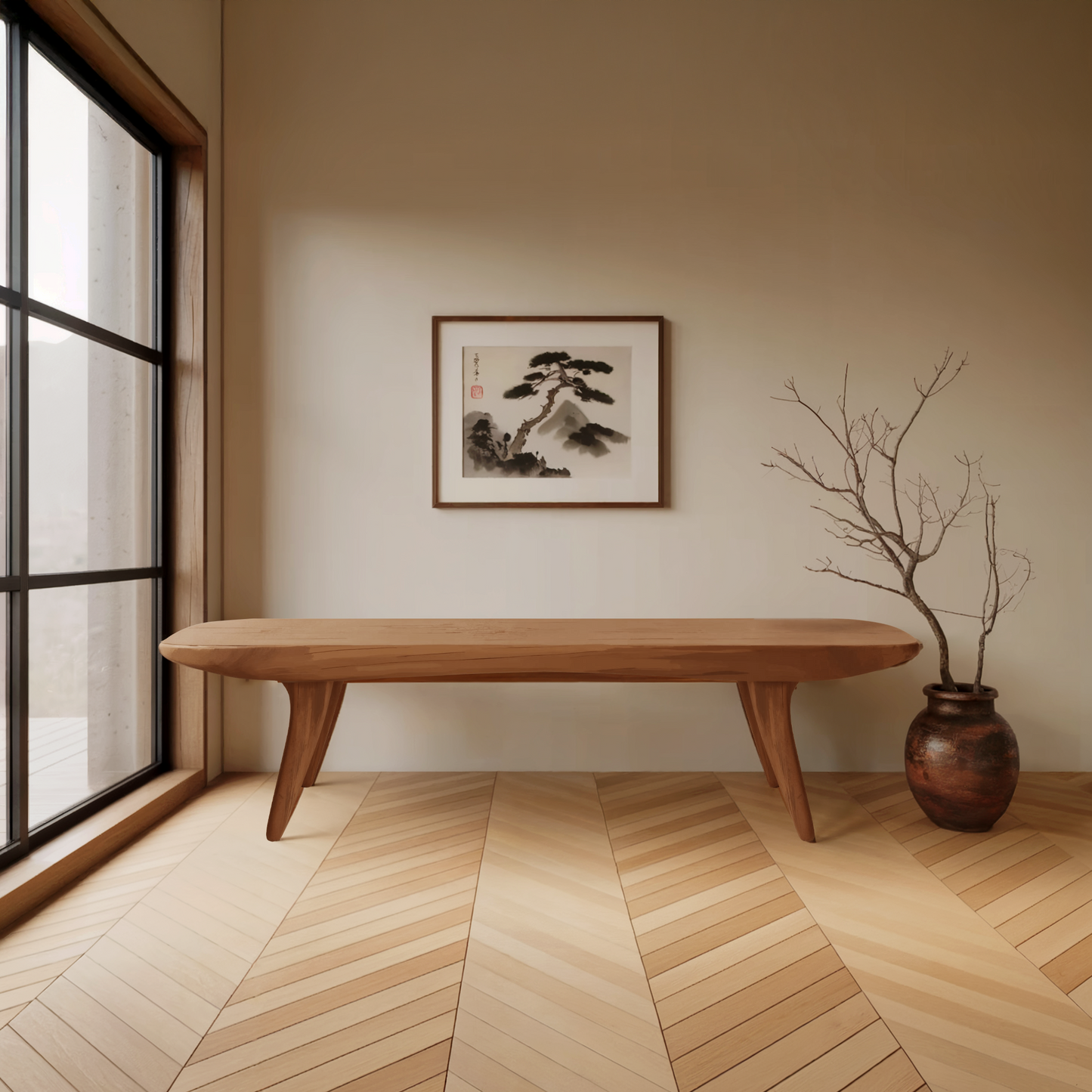 Curved Minimalist Organic Bench For Entryway Bedroom And Living Room Kitchnce